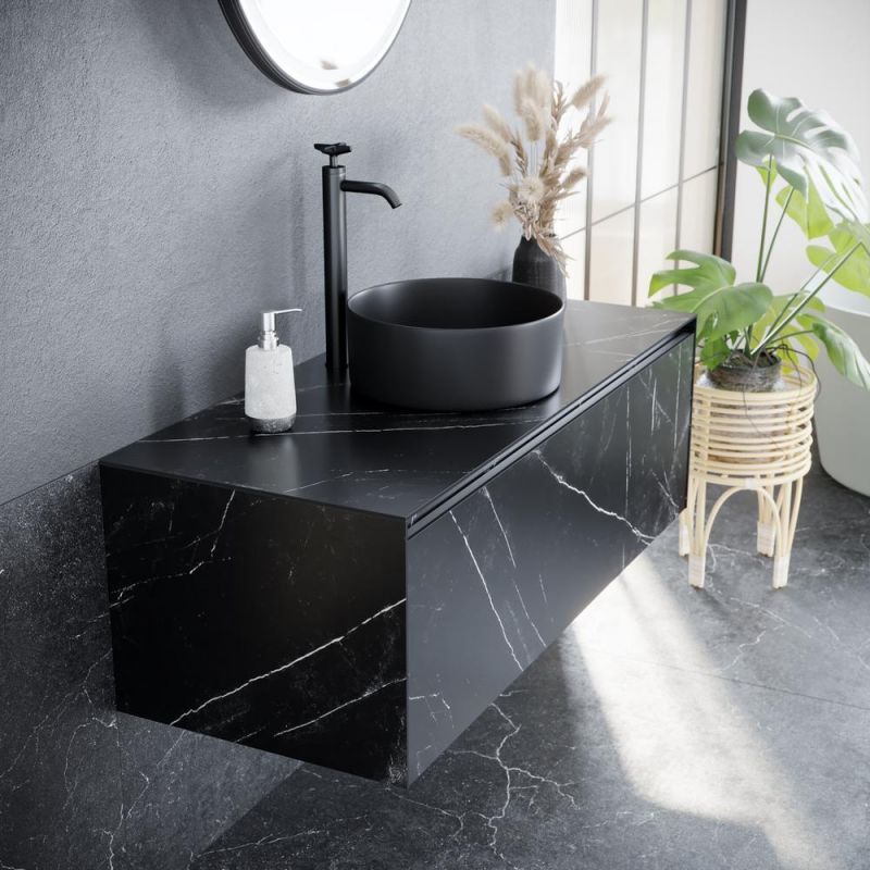 Тумба под раковину подвесная Sancos Stone ST120NM черный Nero Marquina 120 см фото 4