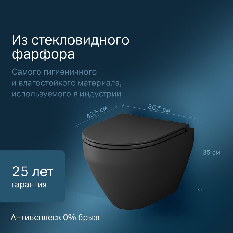 Подвесной унитаз AM.PM Spirit V2.0  C701700MBSC черный с микролифтом