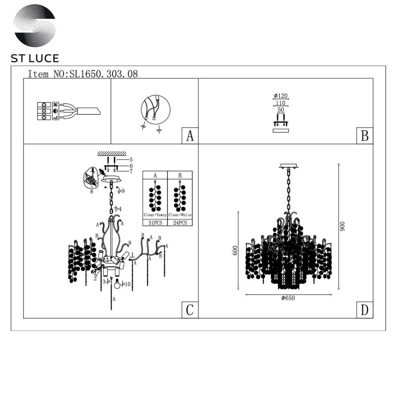 Люстра подвесная ST Luce RAVELLO SL1650.303.08