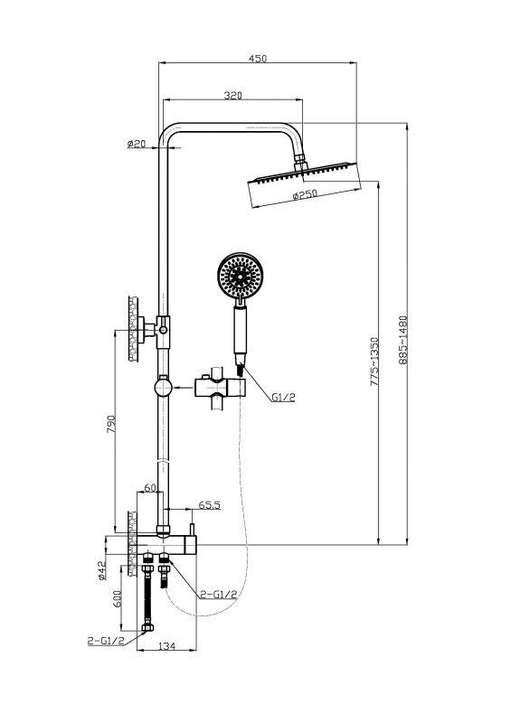 Душевая стойка BelBagno ANCONA ANCONA-DOC2FD-CRM