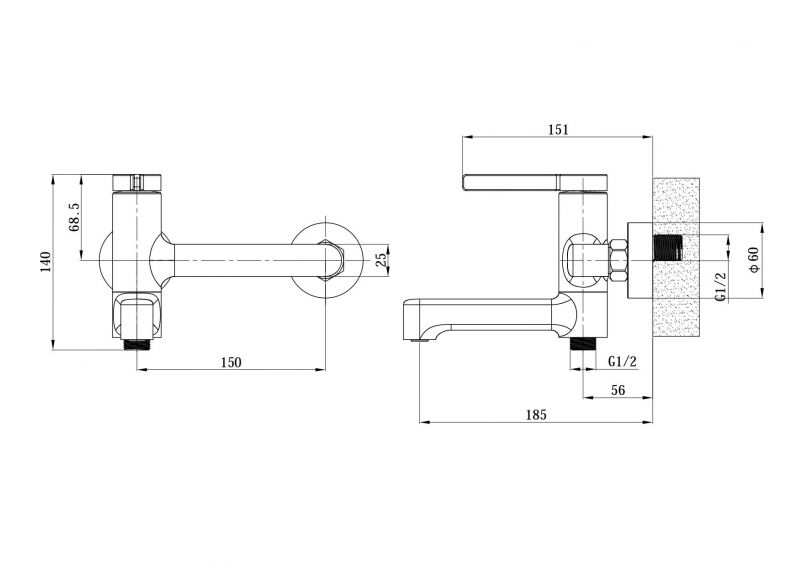 Смеситель для ванны ESKO Canberra CR54-2