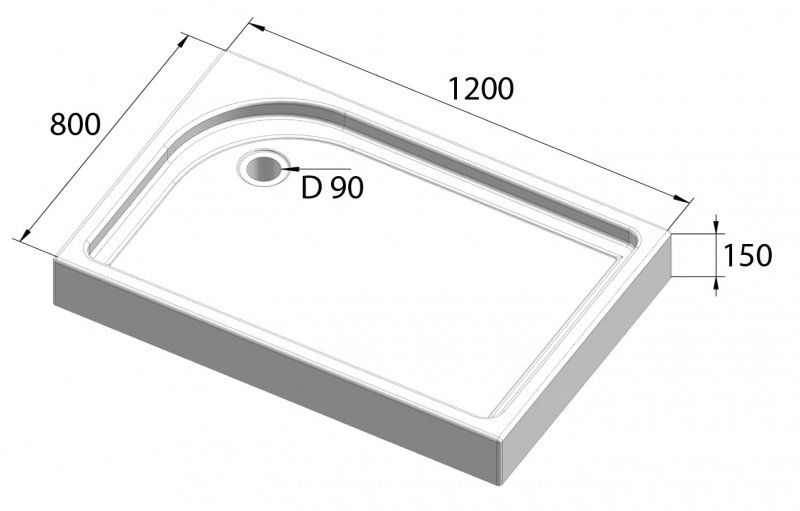 Поддон акриловый BelBagno TRAY-BB-AH-100/80-15-W-L