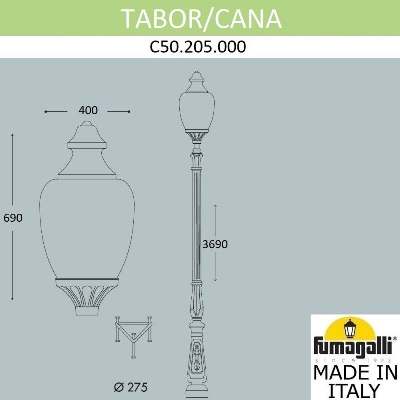 Парковый фонарь Fumagalli CANA черный, бежевый C50.205.000.AYE27