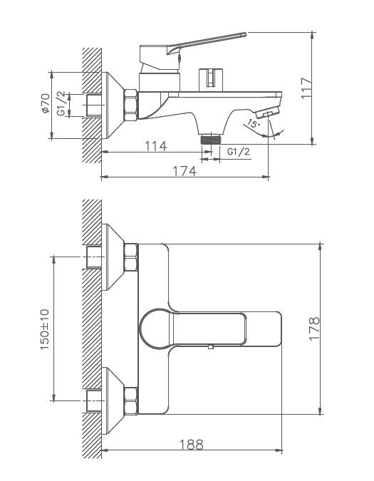 Смеситель для ванны Haiba HB559 HB60559