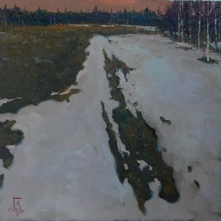 Картина "Тает снег" 40x40 Головченко Алексей
