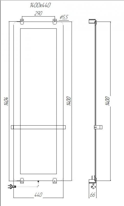 Полотенцесушитель электрический Allen Brau Infinity 140x44 с рейлингом и креплением, серебро браш фото 2