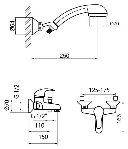 Смеситель для ванны Webert Sax Evolution SX850101015