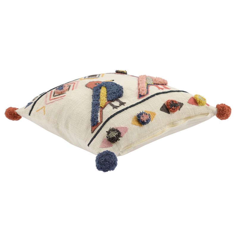 Чехол на подушку в этническом стиле с помпонами и вышивкой Птицы из коллекции ethnic, 45х45 см Tkano BD-1927466