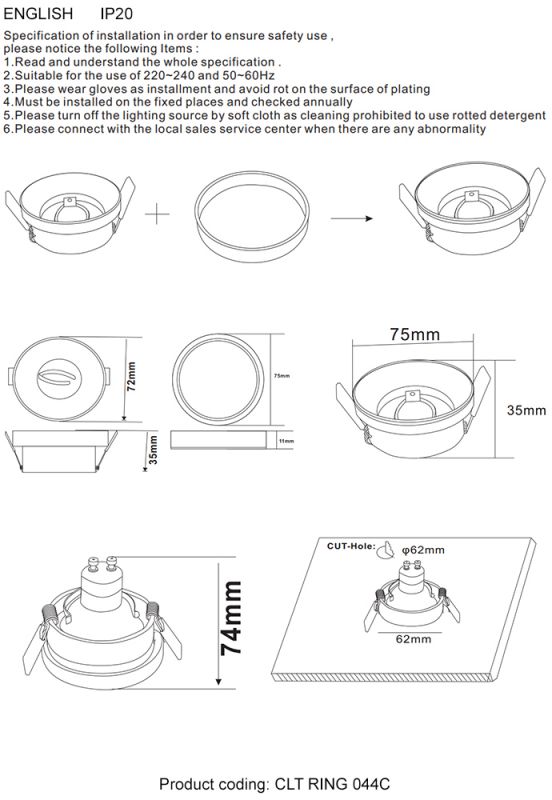 Декоративное кольцо внешнее Crystal Lux CLT 044 CLT RING 044C WH