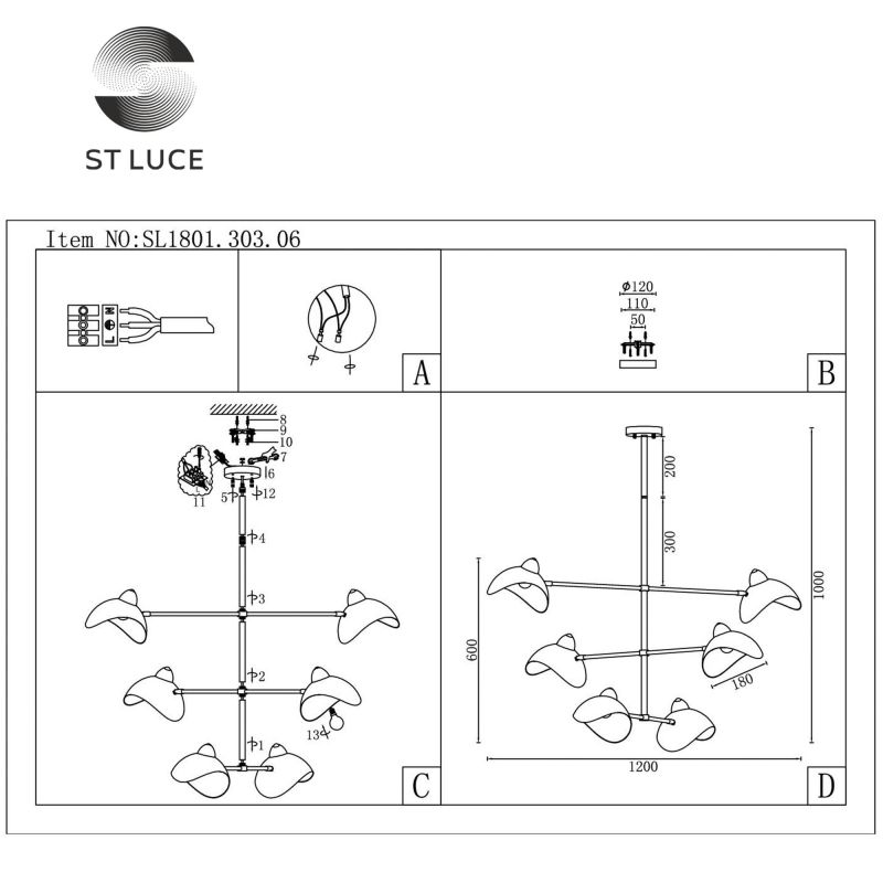 Люстра подвесная ST Luce MINNE SL1801.303.06