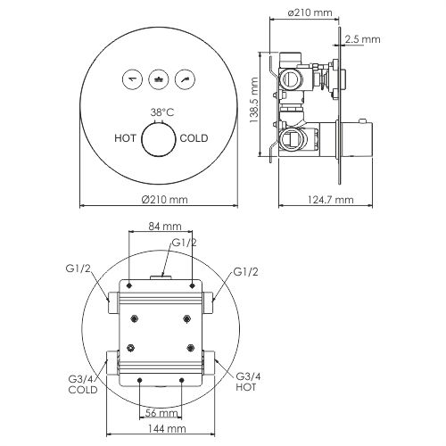 NEW Dinkel 5844Thermo Термостатический смеситель для ванны и душа 5844