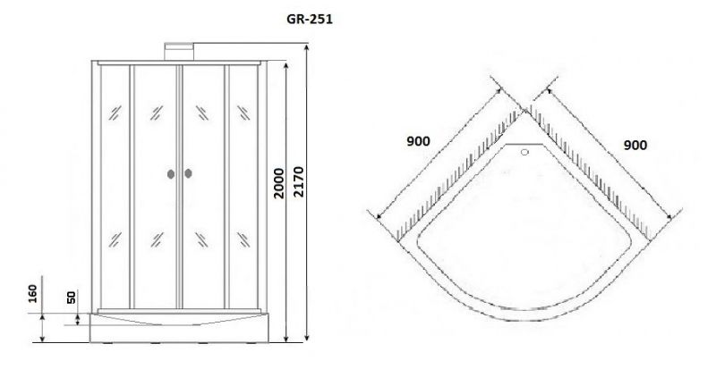 Душевая кабина Grossman GR251 90x90