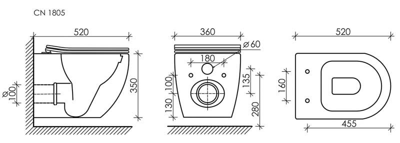 Подвесной унитаз Ceramica Nova Mia Rimless CN1805 с микролифтом