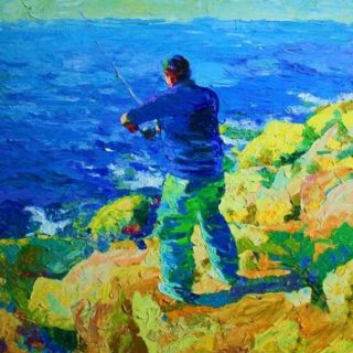 Картина "Рыбалка в Тель-Авиве" Михаил Рудник
