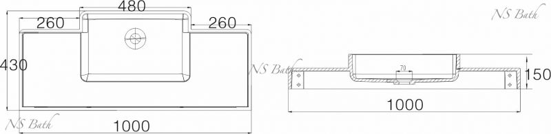 Раковина-столешница NSBath NSS-1044G