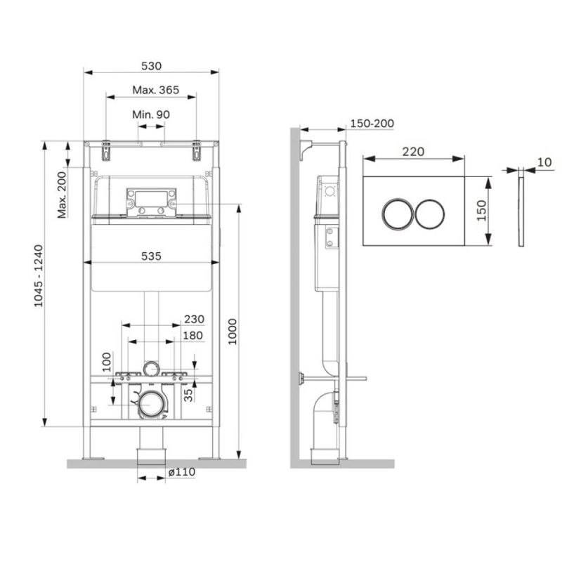 Инсталляция для унитаза AM.PM MasterFit I012710.0138 клавиша черная матовая, механика фото 2