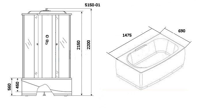 Душевая кабина Niagara Ultra 150/70/220 51500134 70x150