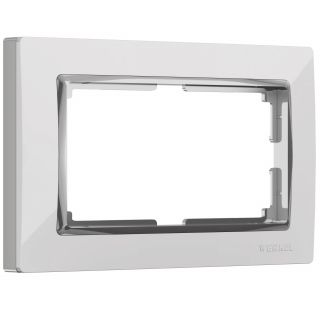 Рамка для двойной розетки (белый/хром) Werkel W0081901
