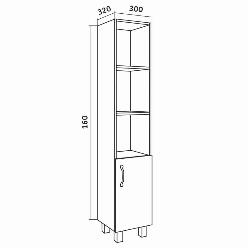 Пенал Grossman Флай-30 303001 R дуб сонома/белый