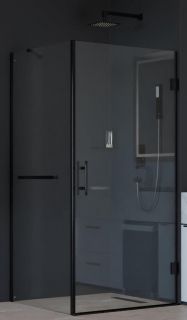 Душевой уголок RGW Hotel HO-045-1B (HO-011B + Z-060-2B + O-204B), 80x80 см, профиль черный, стекло прозрачное
