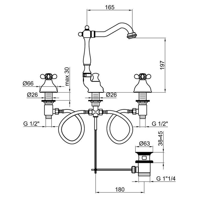 Смеситель для раковины Webert Ottocento OT750202010, золото