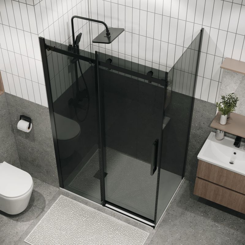 Душевой уголок Grossman Classic 120.K33.04.1010.21.10, 100х100 см, профиль черный матовый, стекло тонированное фото 4