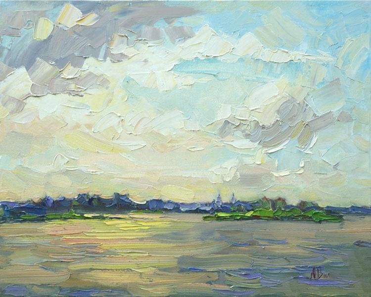 Картина "Вечер на реке" 40x50 Вилков Андрей