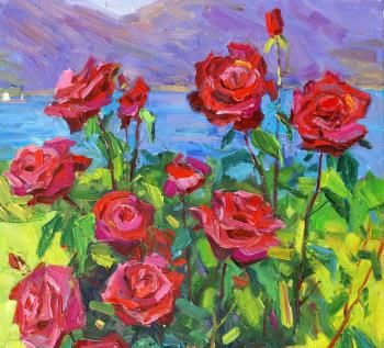 Картина "Розы, море и горы" Вилкова Елена