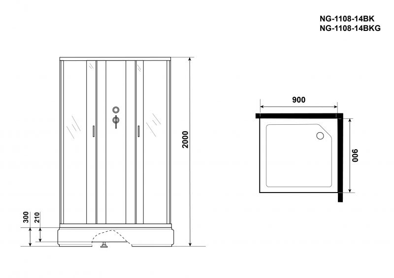 Душевая кабина Niagara Classic NG-1108-14BK 90х90 фото 6