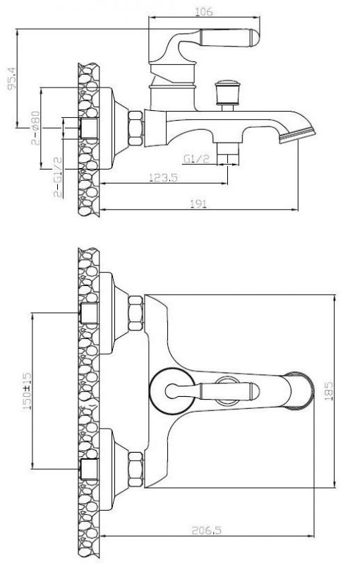 Смеситель для ванны ESKO Prague PG 54