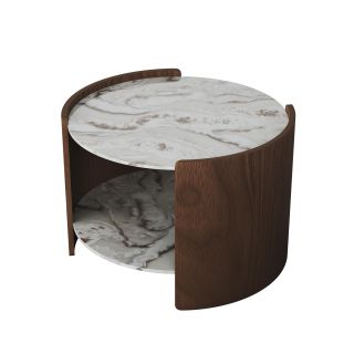 Столик Ellipsefurniture Lagom Stone D 65 см высота 45 см (камень OV2, орех) LG016812415