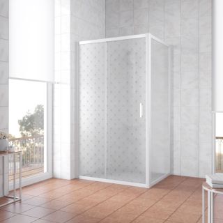 Душевой уголок Vegas Glass ZP+ZPV 130х100 01 R05 R, профиль белый, стекло с узором