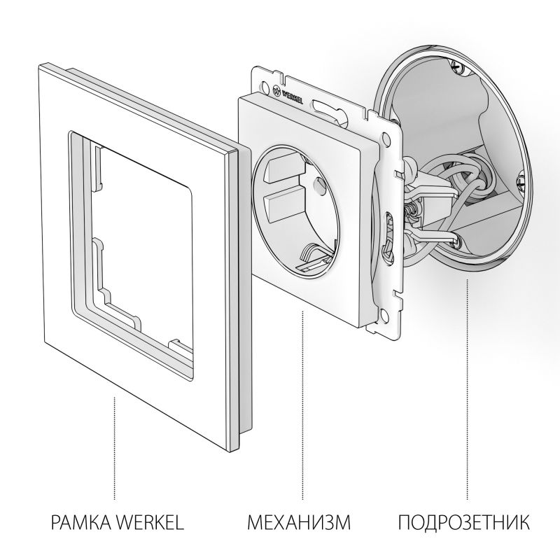 Электрическая розетка с заземлением Werkel (серебряный) W1171006 фото 6