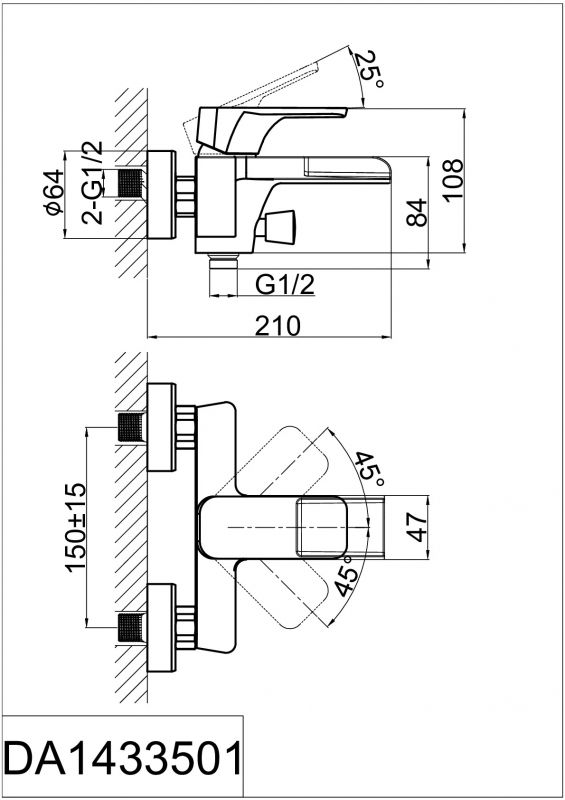 Смеситель для ванны D&K Berlin Technische DA1433515