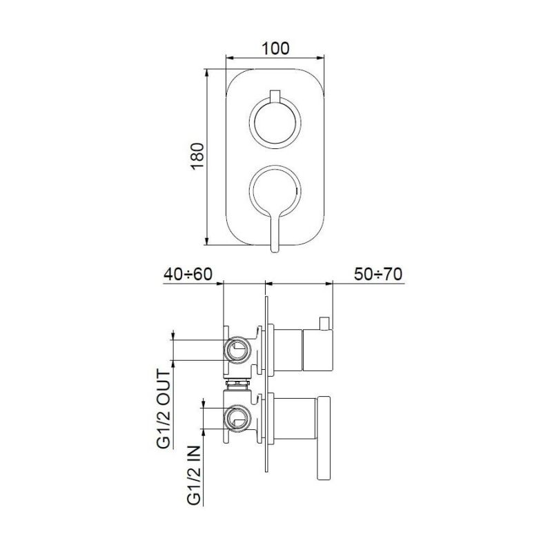 Смеситель для душа встраиваемый Webert Coral CO860101560, черный