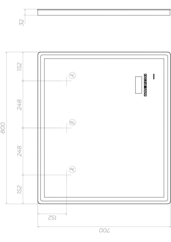 Зеркало Vigo Geometry Media z.GEO.80.Media, 80х70 см, с подсветкой