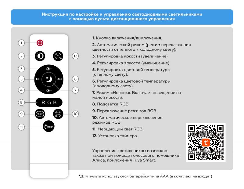 Умный светодиодный светильник Smart Ambrella Light 20W с Wi-Fi, Яндекс Алисой, Tuya, Smart Home, Alexa и ИК пультом Ambrella FZ IP54 LED 3000-6500+RGB(теплый, белый, холодный) FZ2004 фото 8