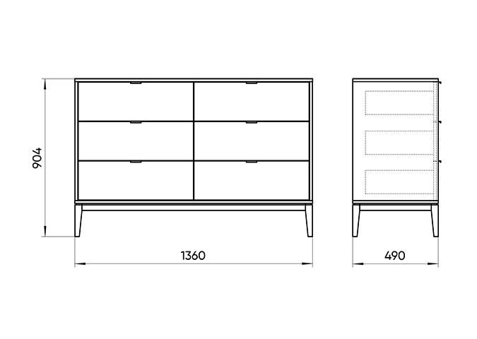 Комод Ellipsefurniture Fjord 6 ящиков (графит) FJ010102040101