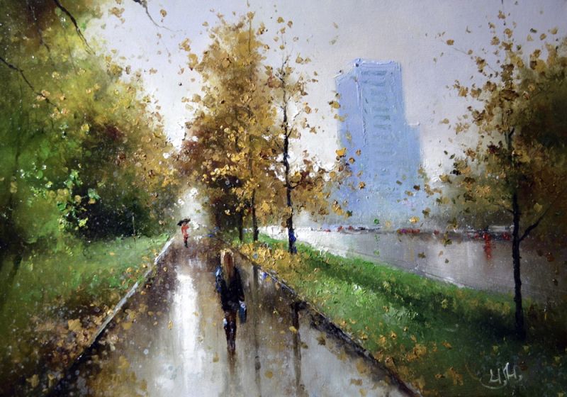 Картина "Городской романс. Осень" Медведев Игорь