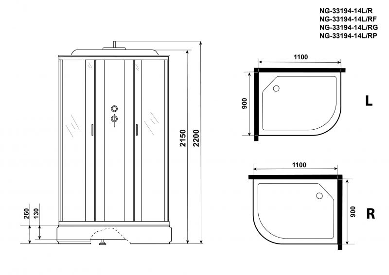 Душевая кабина Niagara Classic NG-33194-14LG 110х90 фото 9
