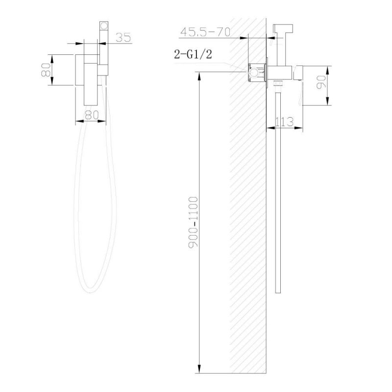 Гигиенический душ со смесителем Abber Wasserfall AF8625B, черный матовый фото 4