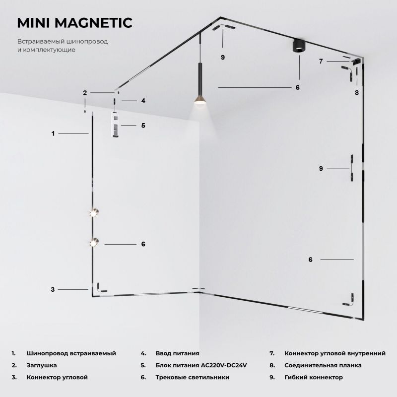 Шинопровод встраиваемый Elektrostandard Mini Magnetic (черный) 2 м 85170/00 фото 5