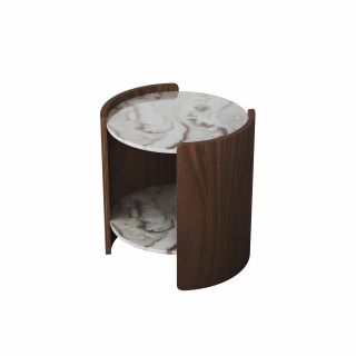 Столик Ellipsefurniture Lagom Stone D 43 см высота 45 см (камень OV2, орех) LG016812412