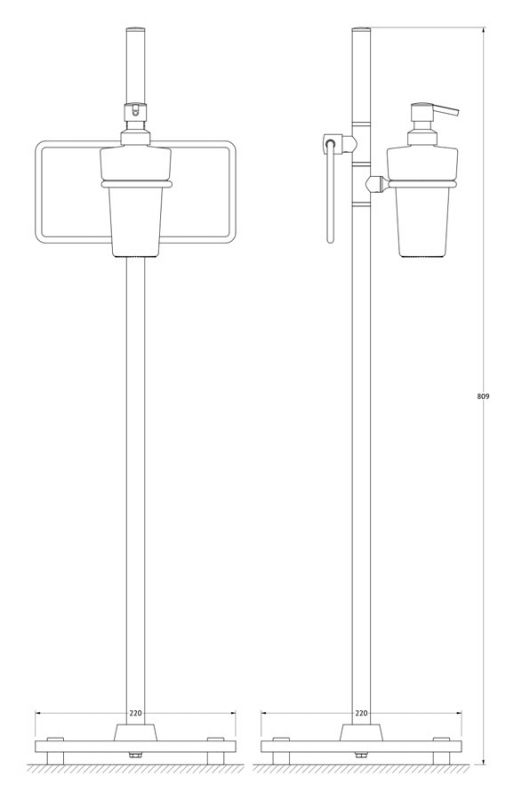 Стойка напольная с 2-мя аксессуарами для туалета с биде 80 cm FBS Universal UNI 308 фото 2