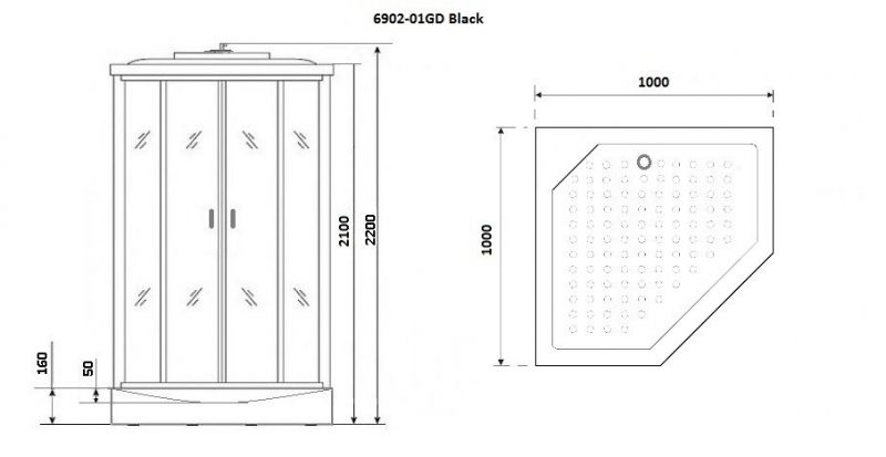 Душевая кабина Niagara Premium NG- 6902-01GD BLACK 100x100