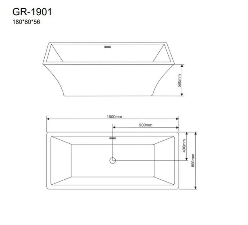 Ванна акриловая отдельностоящая Grossman GR-1901 (180x80x56) фото 3
