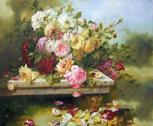 Картина "Розы на скамейке" 60x80 Федорова Ирина